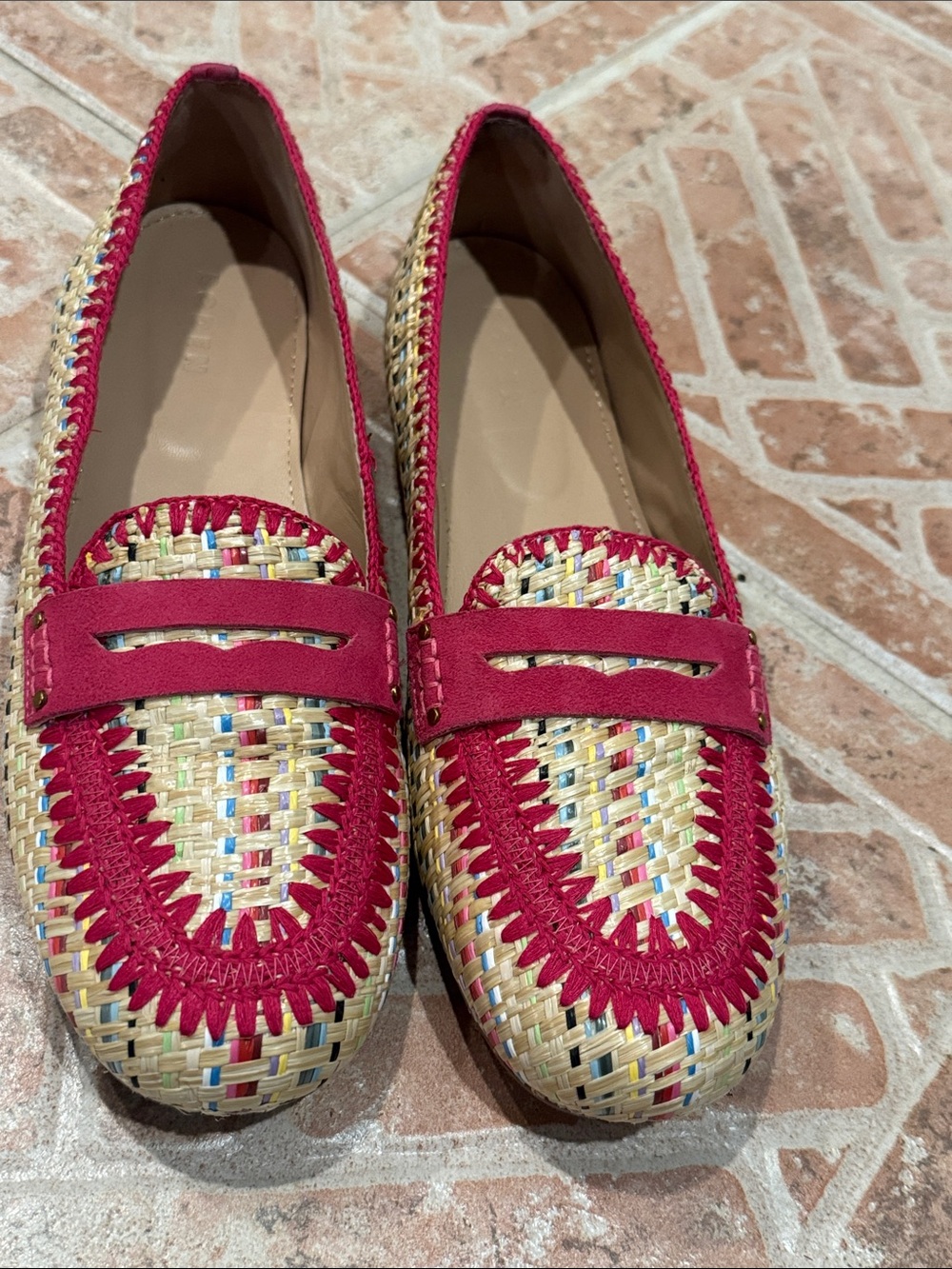 Boden Woven Raffia Penny Loafers